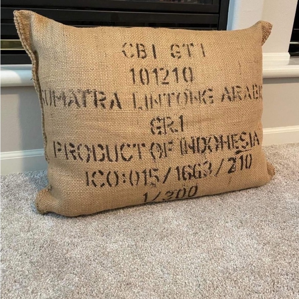 Genuine burlap feedsack pillow